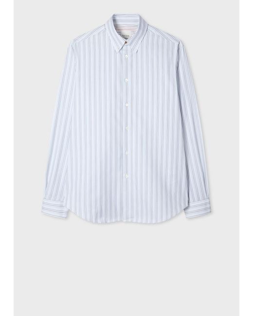Paul Smith Blue Classic-Fit Stripe Cotton Button-Down Shirt for men