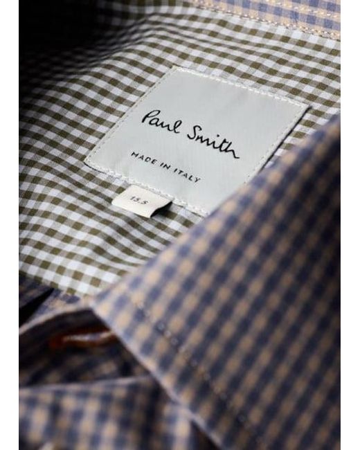 Paul Smith Gray Regular-Fit Gingham Shirt for men