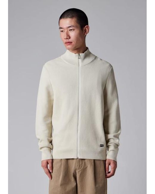 Paul Smith Gray Cream Textured-Cotton Zip Cardigan for men
