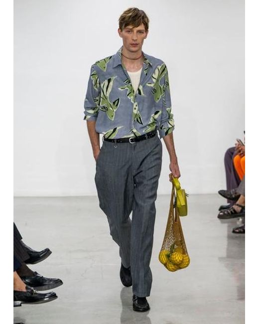 Paul Smith Gray 'Le Peche Fish' Print Viscose Shirt for men