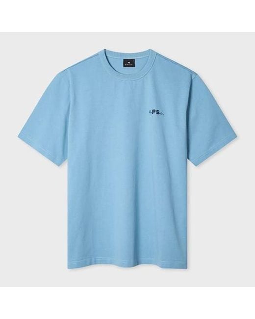 Paul Smith Blue Oversized Sky Logo Embroidery Cotton T-Shirt for men