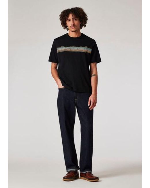 Paul Smith Black 'Desert Stripe' Print T-Shirt for men