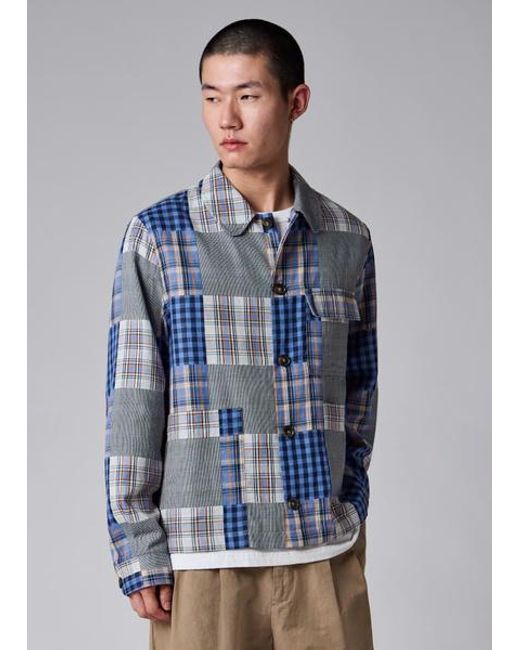 Paul Smith Blue Patchwork Check Chore Jacket for men