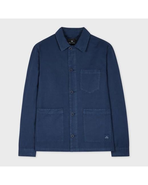 Paul Smith Blue Cotton-Linen Work Jacket for men