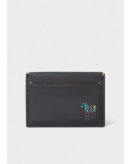 PS by Paul Smith Black zebra Leather Credit Card Holder in Gray