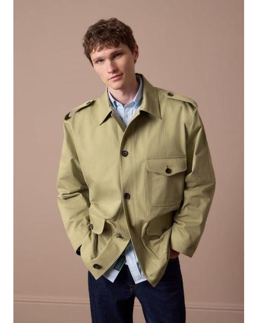 Paul Smith Blue Cotton Herringbone Field Jacket for men