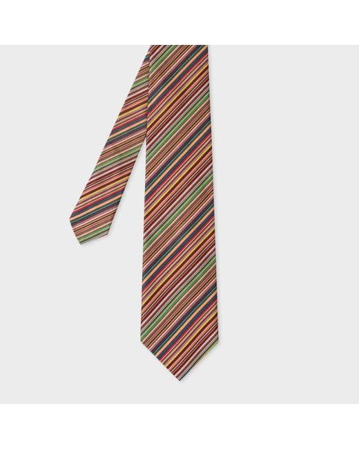 Paul Smith White 'signature Stripe' Silk Tie for men