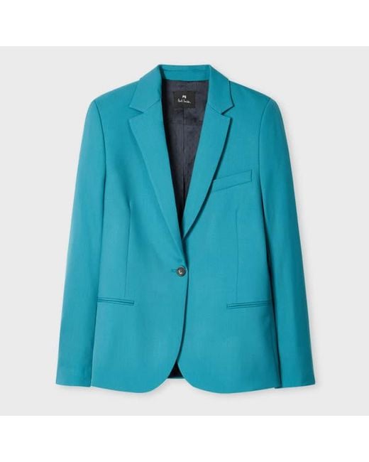 Paul Smith Blue Peacock Wool Hopsack Blazer
