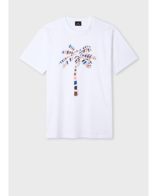 Paul Smith White 'Palm Tree' Print T-Shirt for men
