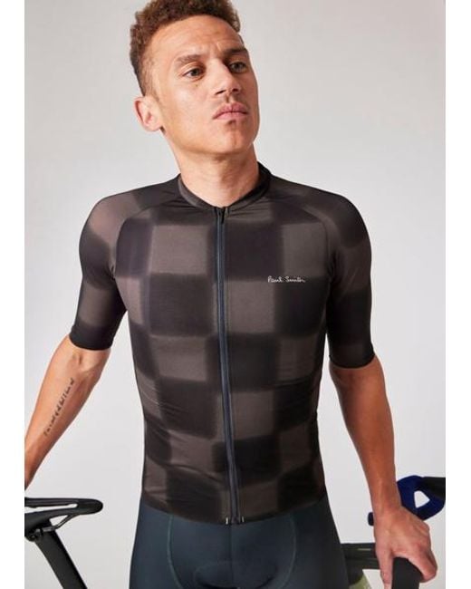 Paul Smith Black Checkerboard Race Cycling Jersey for men