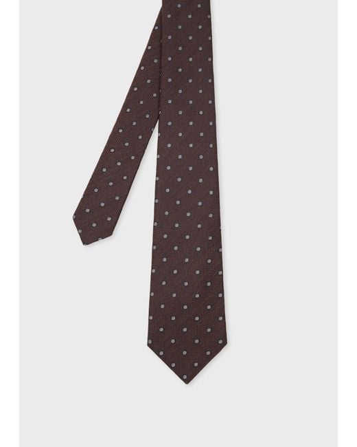 Paul Smith Brown Silk And Wool-Blend Polka Dot Tie for men