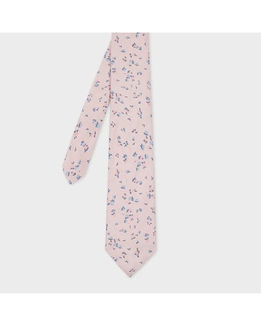 Paul Smith Pink Light Silk 'Art Floral' Tie for men