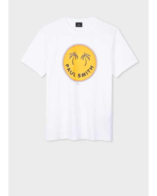 Paul Smith White 'Palm Trees' Print T-Shirt for men