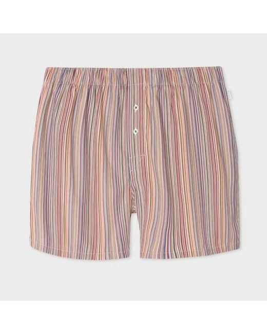Paul Smith Pink 'Signature Stripe' Cotton Boxer Shorts for men