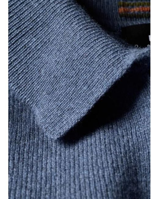 Paul Smith Blue Merino Wool Long-Sleeve Polo Shirt for men