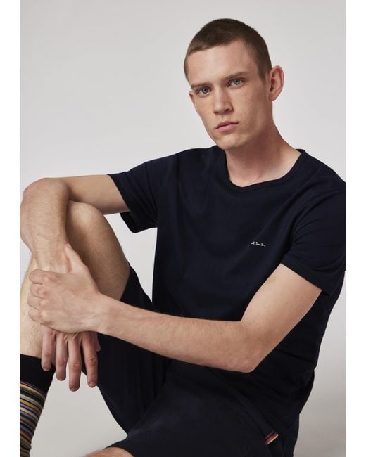 Paul Smith Blue Mixed Colour Organic Cotton Logo Lounge T-Shirts Three Pack for men