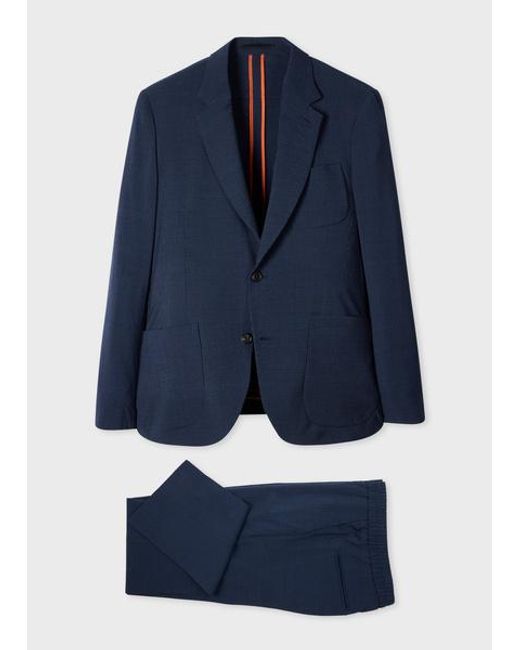 Paul Smith Blue Stretch-Wool Seersucker Check Two-Piece Suit for men