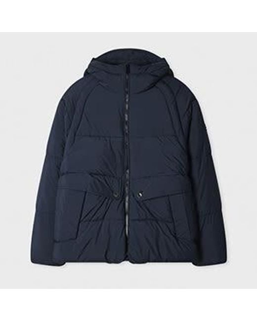Paul Smith Men's Blue Recycled Polyester Hooded Puffer Jacket