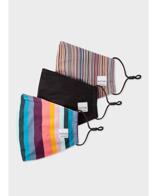 Paul Smith Multicolor 'artist Stripe' And 'signature Stripe' Print Face Coverings Three Pack Multicolour for men