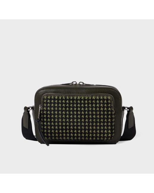 Paul Smith Black Leather Houndstooth Flight Bag for men