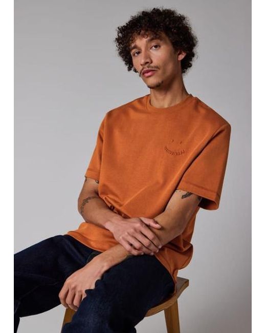 Paul Smith Brown Casual-Fit Embossed 'Happy' T-Shirt for men