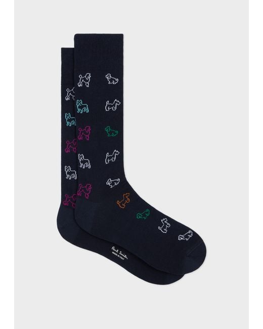 Paul Smith Blue 'Dogs' Pattern Socks for men