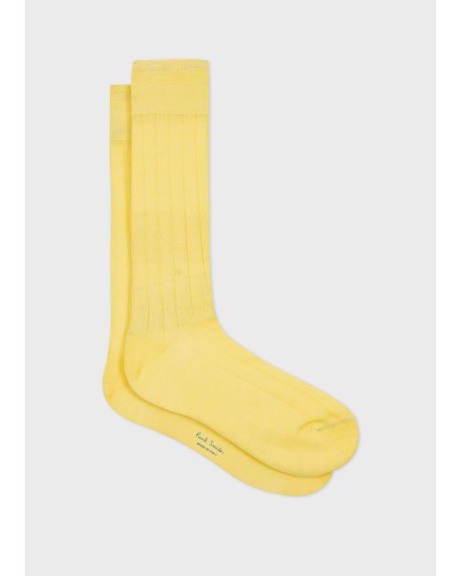 Paul Smith Yellow Lemon Ribbed Cotton Socks for men