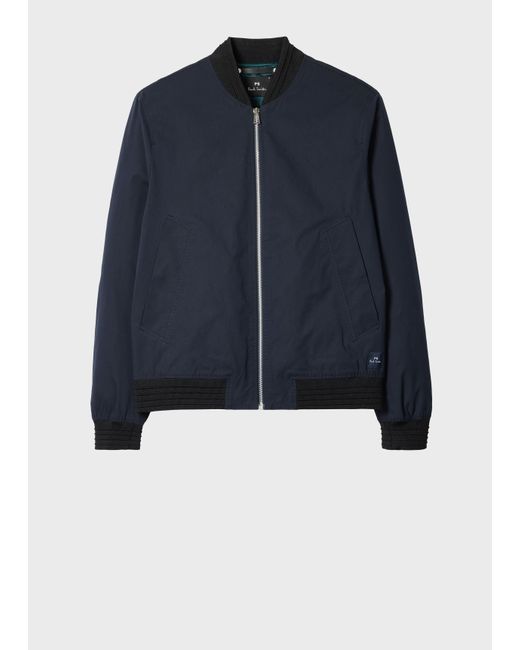 Paul Smith Blue Cotton-Blend Stretch Bomber Jacket for men