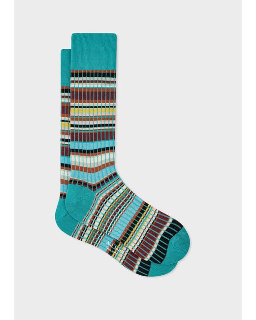 Paul Smith Blue 'Signature Stripe' Ribbed Socks for men