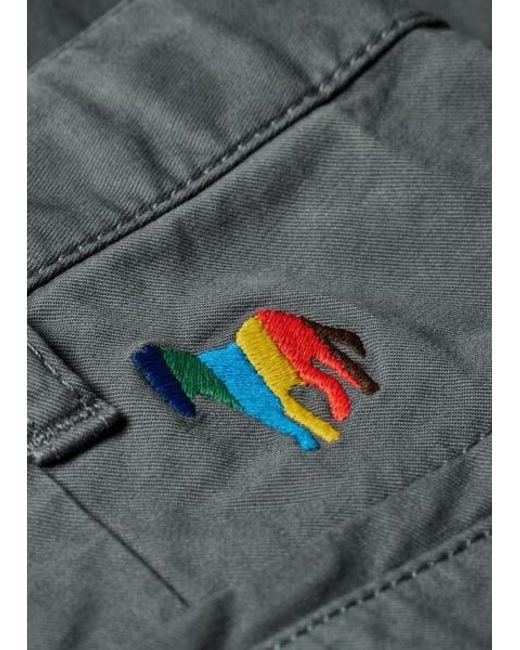 Paul Smith Gray Cotton-Twill 'Broad Stripe Zebra' Shorts for men