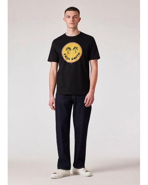 Paul Smith Black 'Palm Trees' Print T-Shirt for men