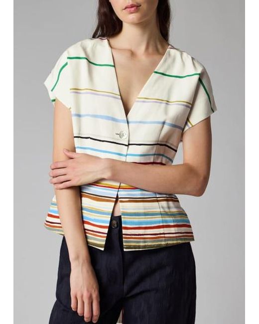 Paul Smith White 'Painted Signature Stripe' Short Sleeve Top
