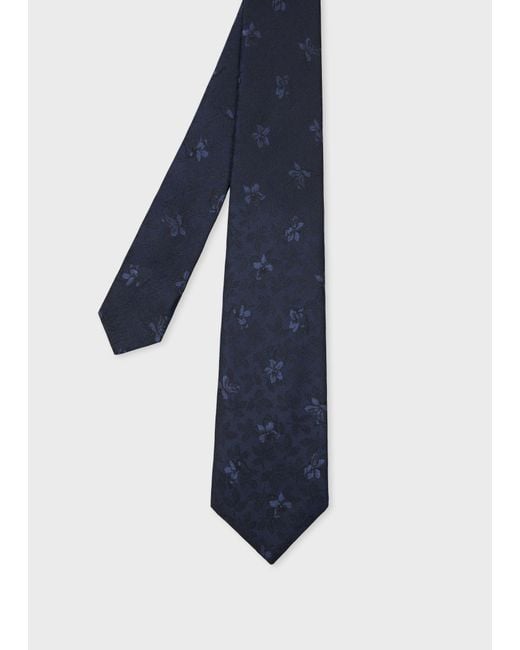 Paul Smith Blue Tonal Floral Silk Tie for men