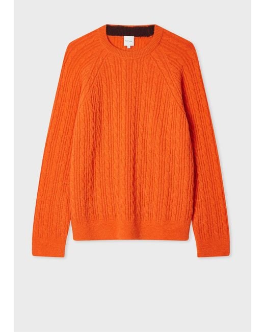 Paul Smith Orange Alpaca-Blend Cable Knit Sweater for men