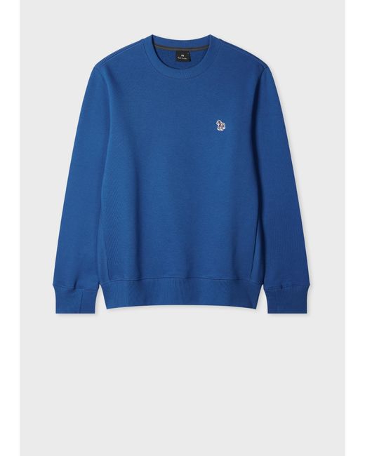 Paul Smith Blue Mid Organic Cotton Zebra Logo Sweatshirt for men