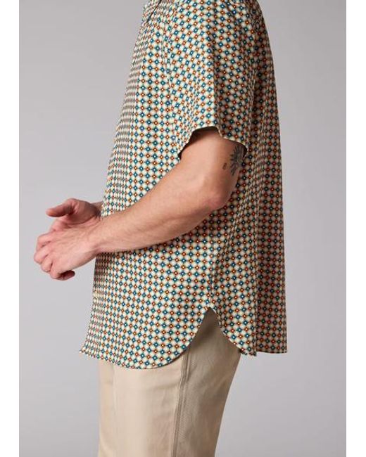Paul Smith Gray 'Geo Tile' Print Lyocell-Cotton Shirt for men
