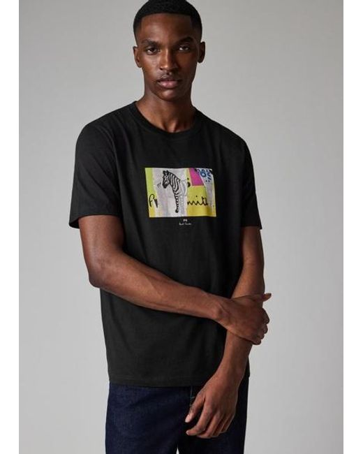 Paul Smith Black Organic-Cotton 'Patch Zebra' T-Shirt for men