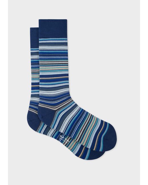 Paul Smith Sky Blue 'signature Stripe' Socks for men