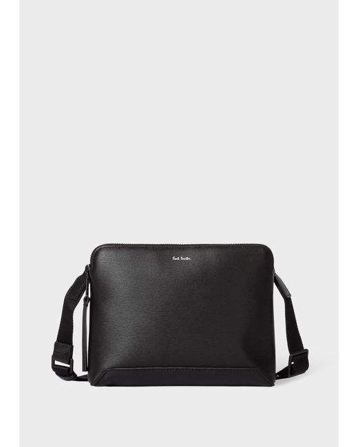 Paul Smith Black Embossed Leather Musette Bag for Men | Lyst