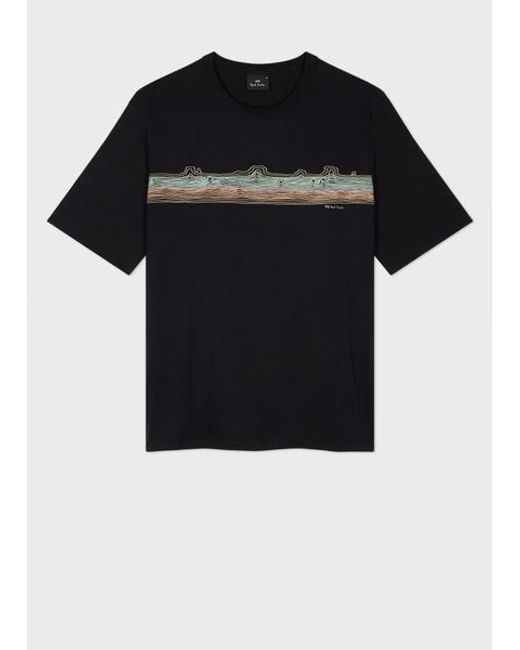Paul Smith Black 'Desert Stripe' Print T-Shirt for men