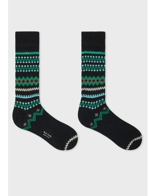Paul Smith Black Wool-Blend Fair Isle Socks for men