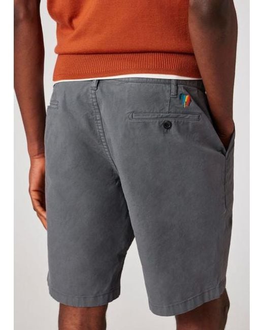 Paul Smith Red Cotton-Twill 'Broad Stripe Zebra' Shorts for men