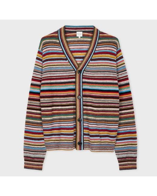 Paul Smith 'Signature Stripe' Wool-Mohair Cardigan for Men | Lyst