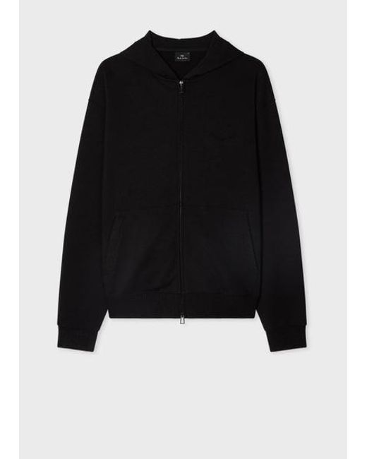Paul Smith Black Happy Logo Zip Hoodie for men