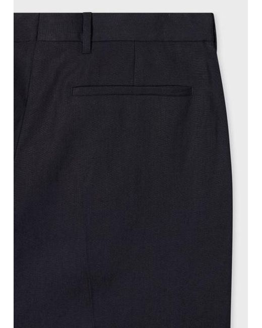 Paul Smith Blue Relaxed-Fit Dark Linen Trousers for men