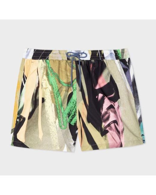 Paul Smith White 'Life Drawing' Print Swim Shorts for men