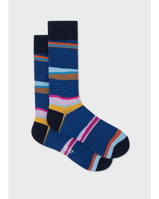 Paul Smith Blue 'plains' Stripe Socks for men