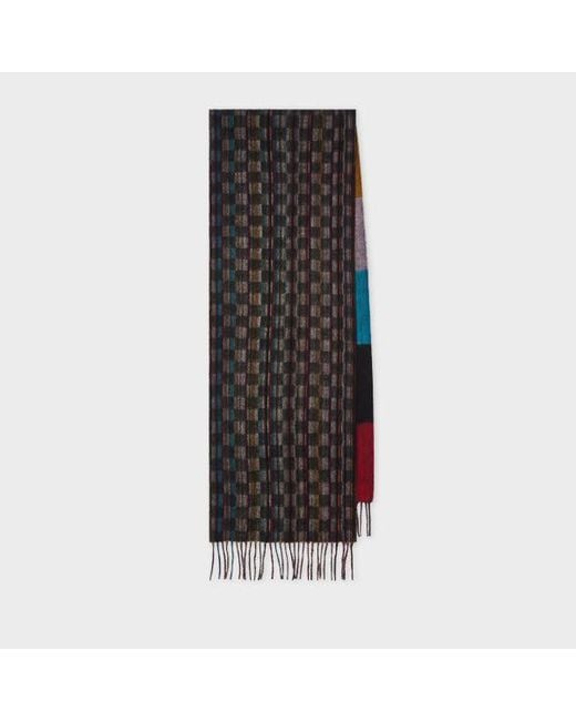Paul Smith Black 'Signature Stripe' Check Reversible Scarf