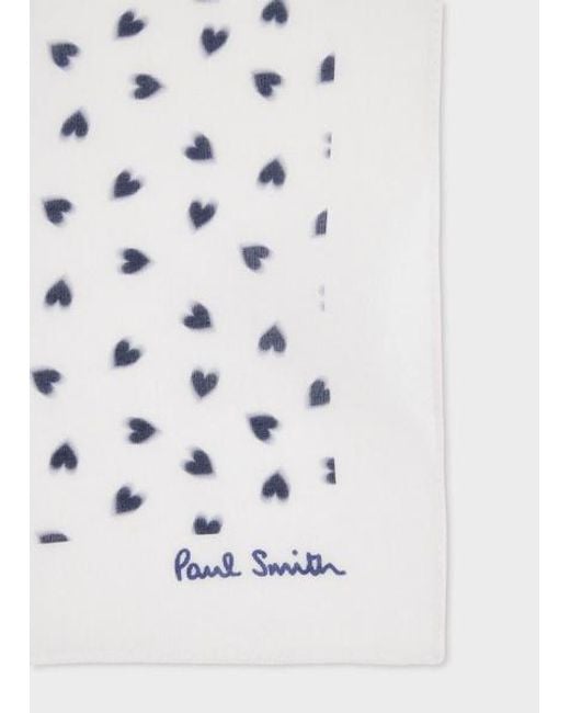Paul Smith White 'Mini Hearts' Print Pocket Square for men