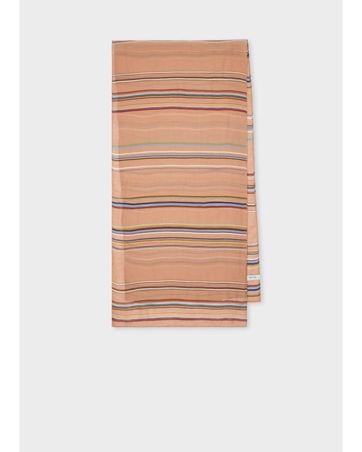 Paul Smith Brown 'Signature Stripe' Silk-Blend Scarf